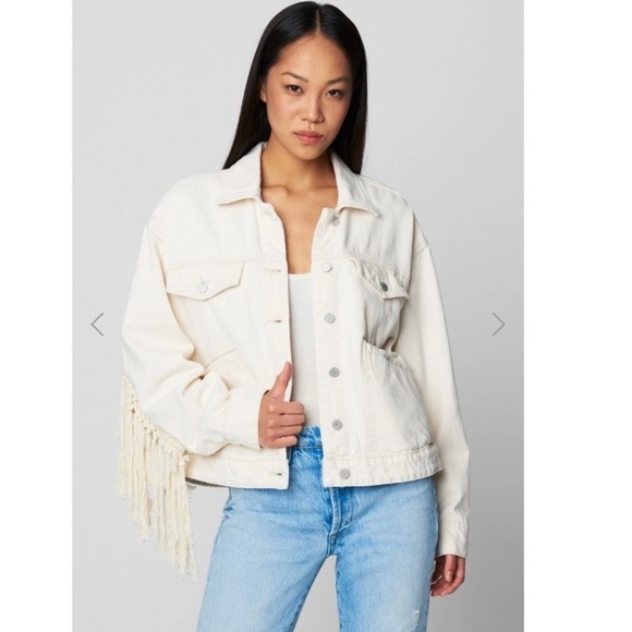 NWT Anthropologie  Blank NYC Sacha High Key Fringe Denim Jacket Size XS - Picture 3 of 7